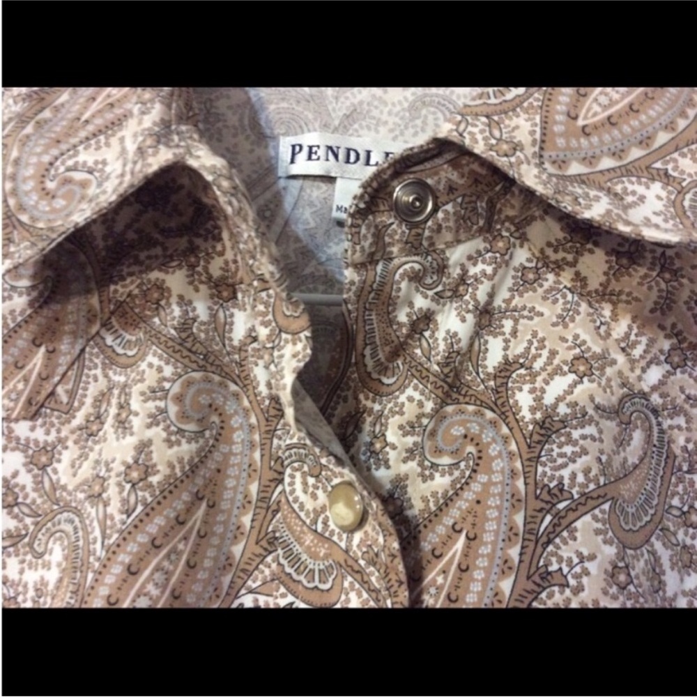 PENDLETON Neutral Tone PAISLEY Print Button Down SHIRT Size MEDIUM - Picture 5 of 13